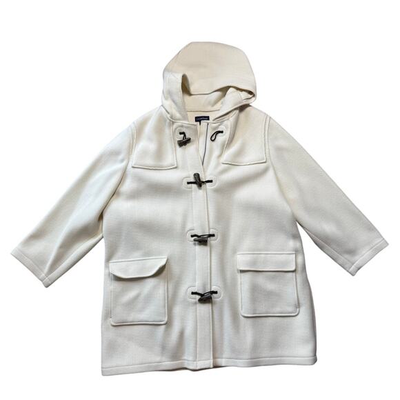 Land's End Toggle Hooded 100% Wool Jacket/Coat, Size Women's 3X, Cream - Picture 1 of 14